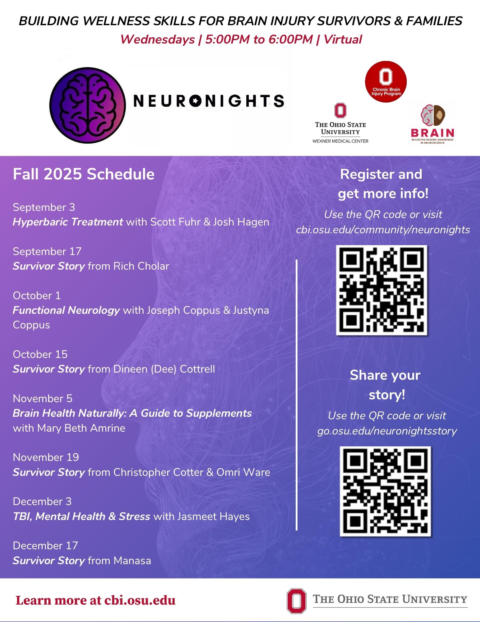 NeuroNights Fall 2025 Schedule