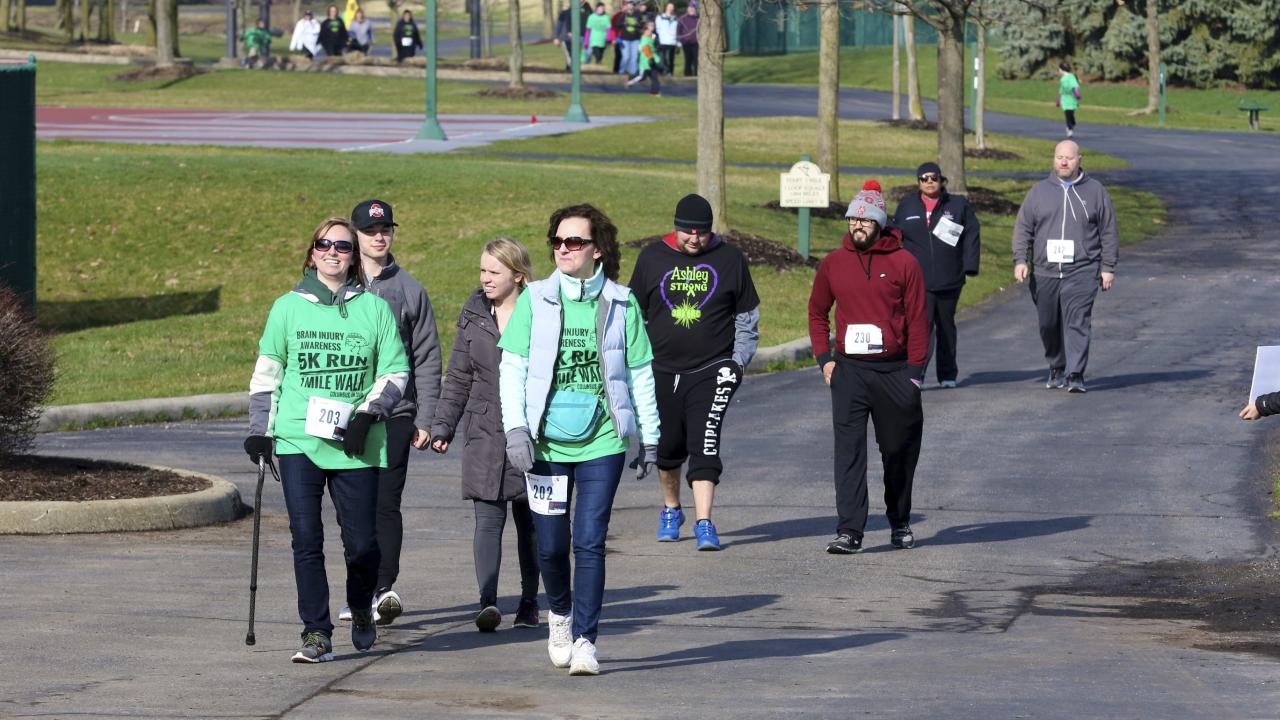 participants walking in the brain 5k