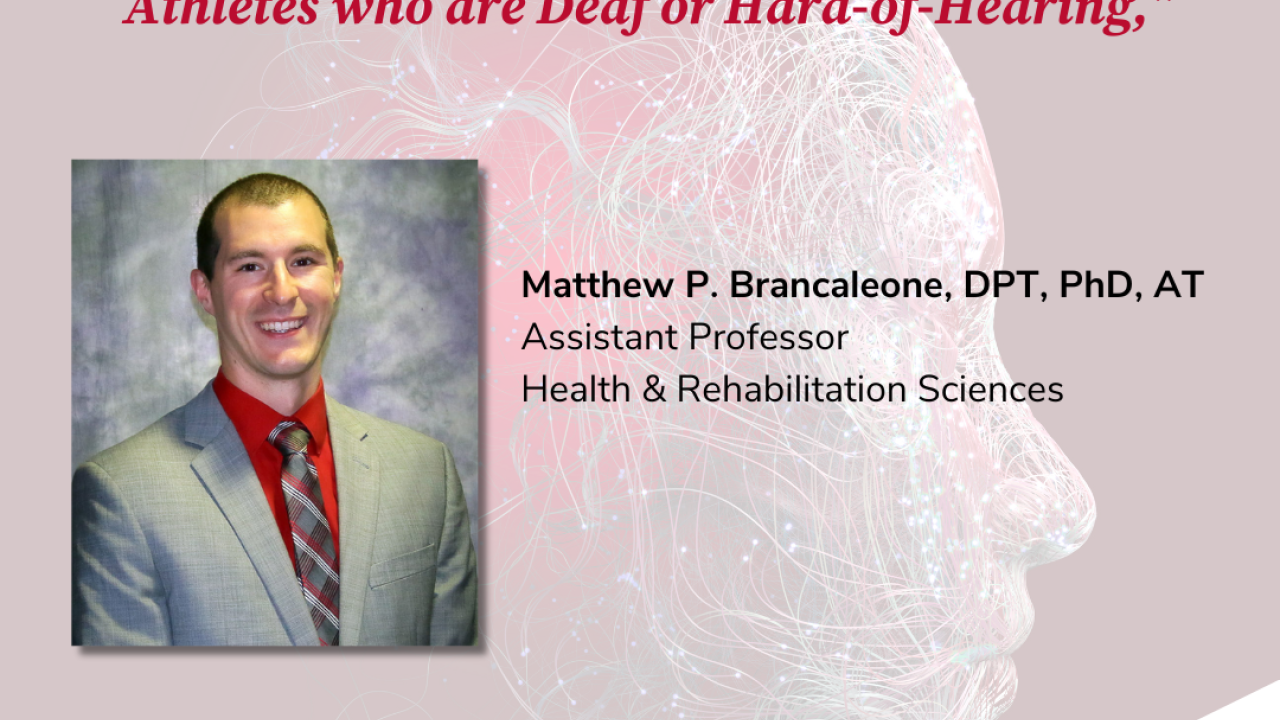 Dr. Brancaleone's flyer with seminar information. Dr. Brancaleone is pictured wearing a gray suit and red shirt.